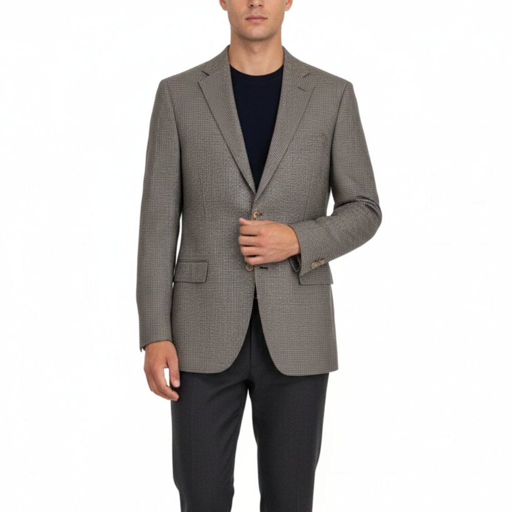 Nautica Wool Houndstooth Blazer Brown 40L